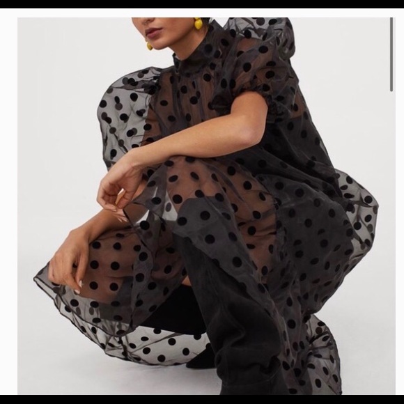H & M PUFF SLEEVED POLKA DOT DRESS - Picture 2 of 4